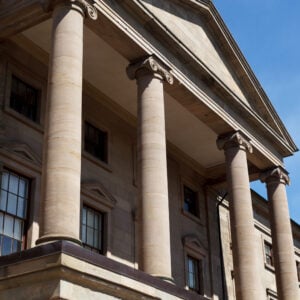 Low angle view of province House in Charlottetown, Prince Edward Island, Canada